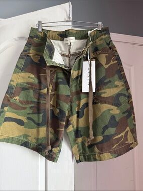 Camo Utility Cargo Shorts in Olive Green